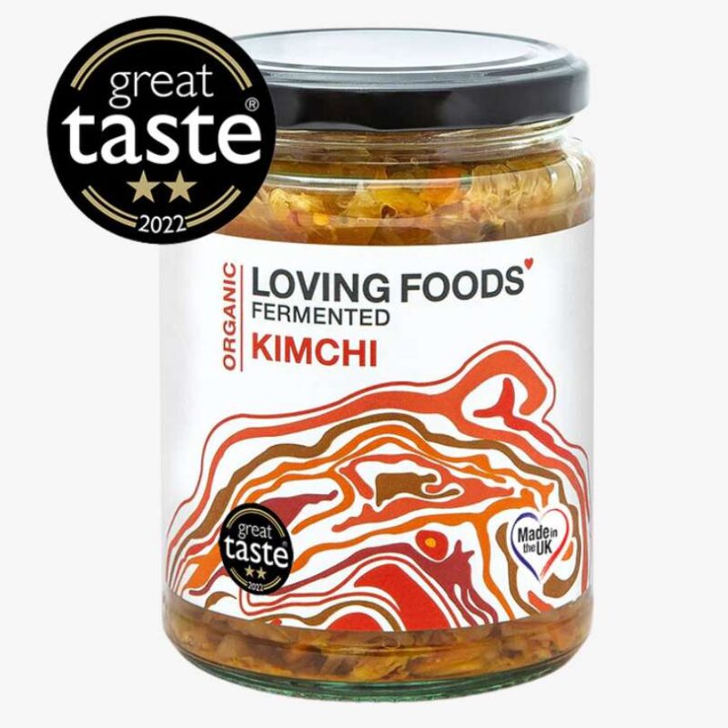 A jar of vegan kimchi from Loving Foods