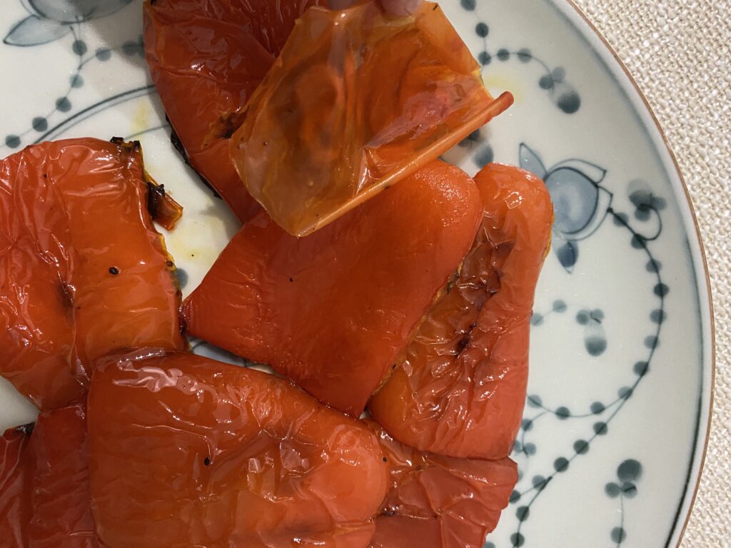roasted red peppers with their skin on