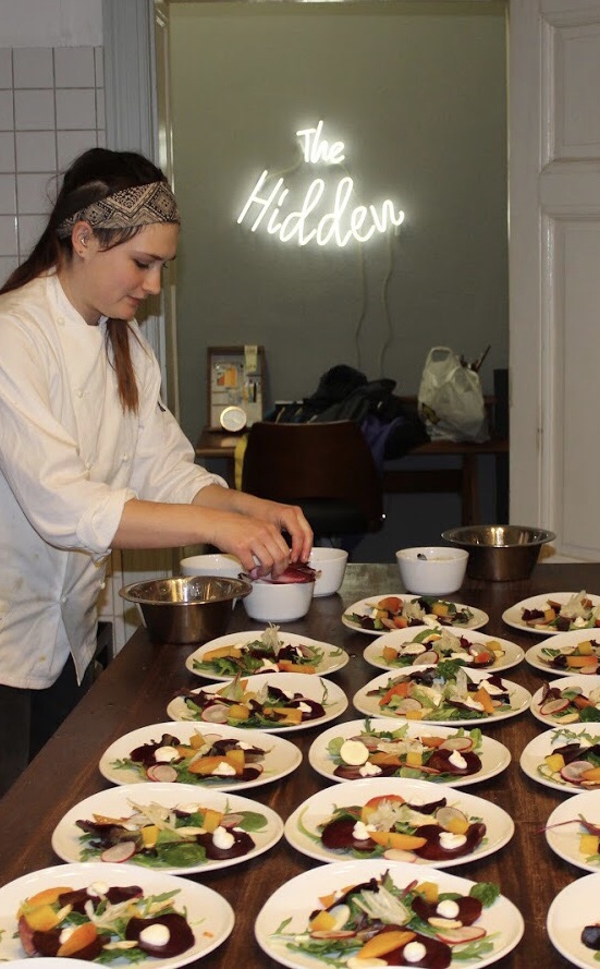 Lucy running her own vegan supper club as a vegan chef