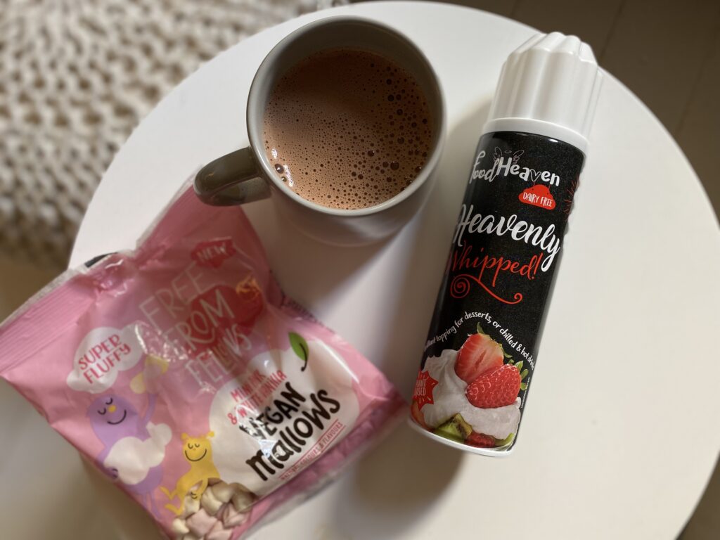 vegan hot chocolate with topping ingredients