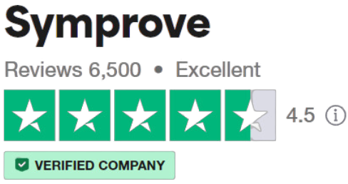A screenshot of Symprove trustpilot rating