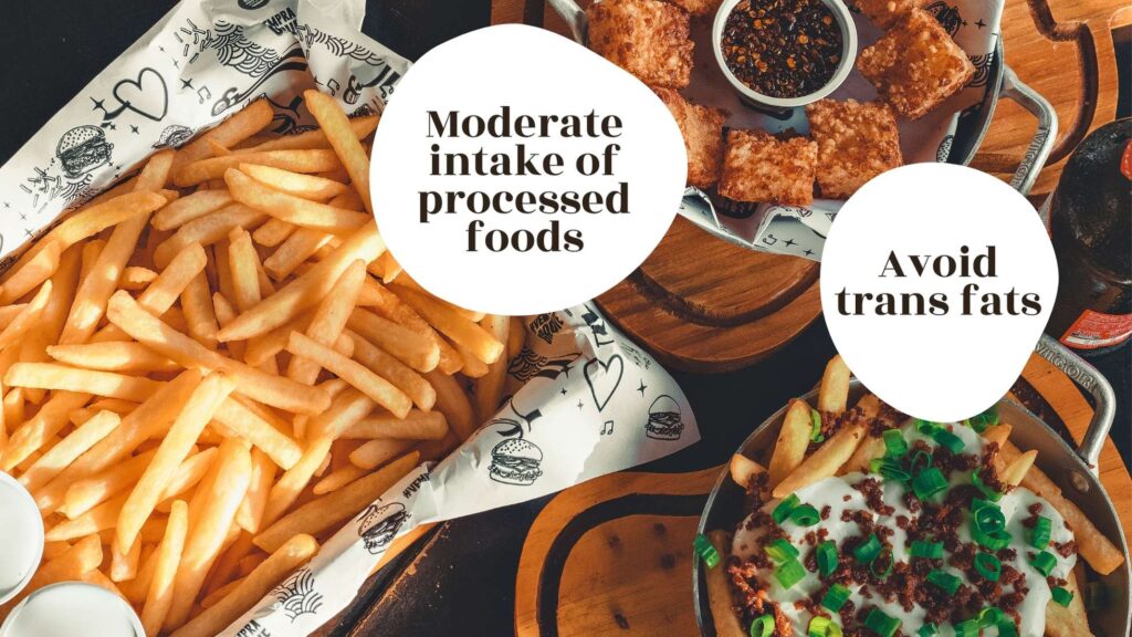 A table full of processed vegan foods to be moderated on a nutritious vegan diet