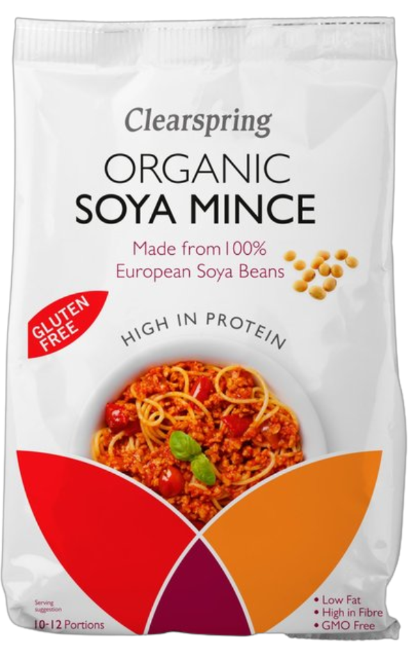 A packet of one of the best vegan minces in the UK by Clearspring