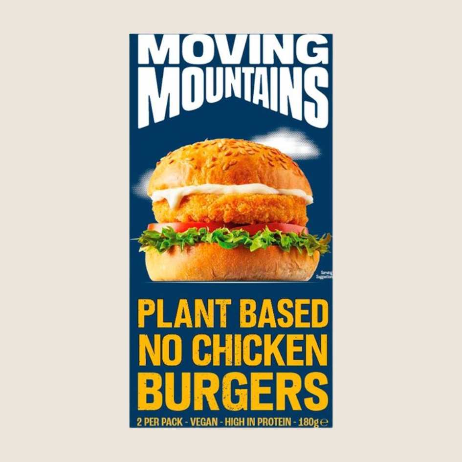 Moving Mountains plant-based no chicken burgers - one of the best vegan chicken products