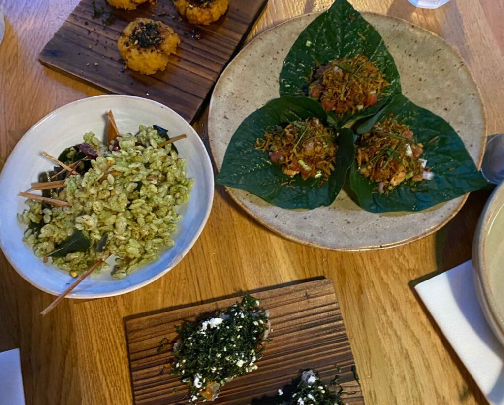 An array of small plates from alter vegan restaurant