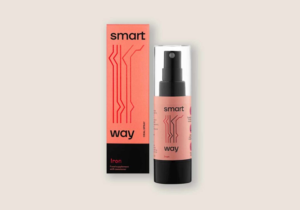A spray bottle of Smart Way iron supplements for vegans