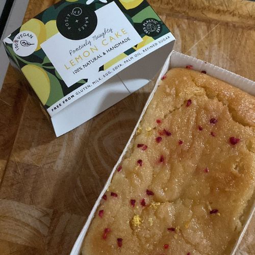 A Positive Bakes lemon cake - one of the best vegan cake delivery services in the UK