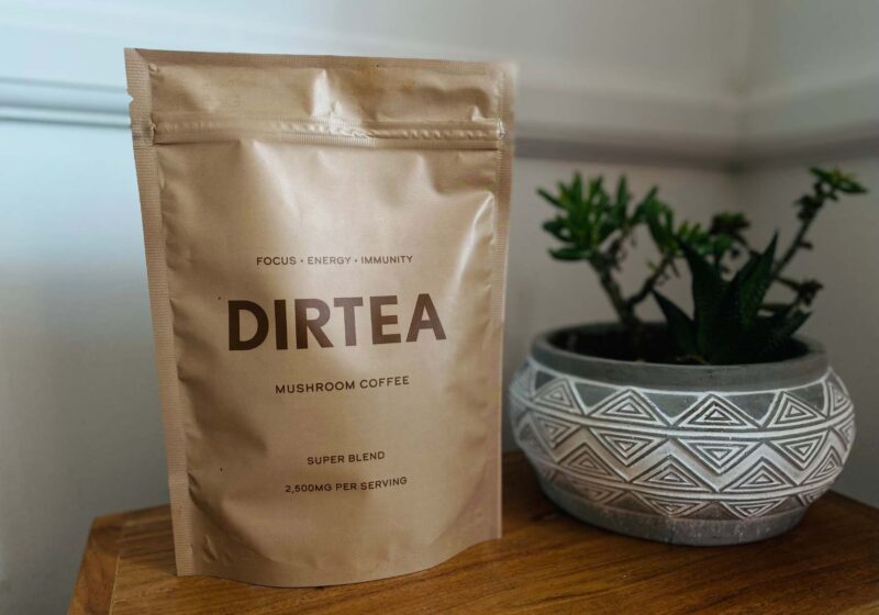 A bag of DIRTEA mushroom coffee - one of my favourite mushroom coffee blends