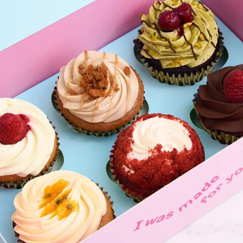 A box of vegan cupcakes from Lola's Cupcakes - one of the best vegan cake delivery services in the UK