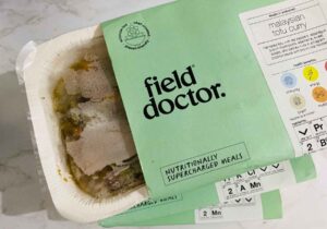 A close up of a Field Doctor ready meal showing the tray and frozen food for this Field Doctor review