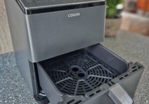 The Cosori Air fryer with basket open